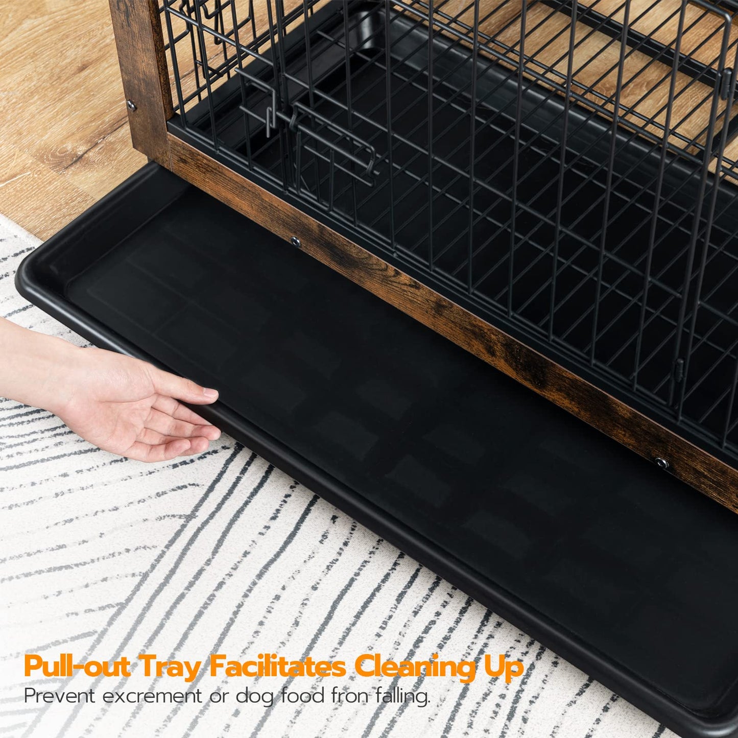 HOOBRO Vintage Brown 32.5-inch Wooden Small to Medium Dog Indoor Cage with Pull-out Tray