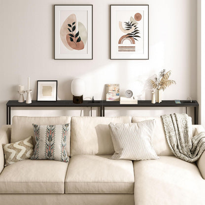 HOOBRO  Black 47.2" Skinny Console Table with Power Outlets