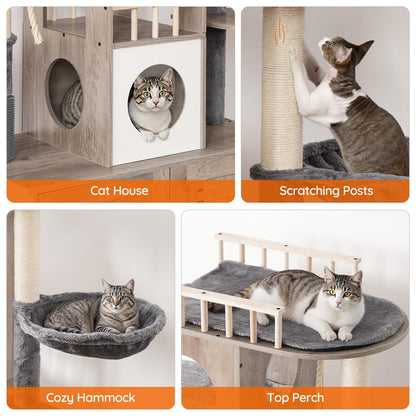 HOOBRO Cat Tree with Litter Box Enclosure