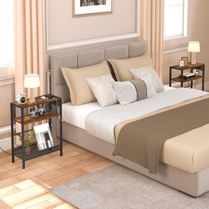 HOOBRO Narrow Side Tables with Charging Station / 2PICS