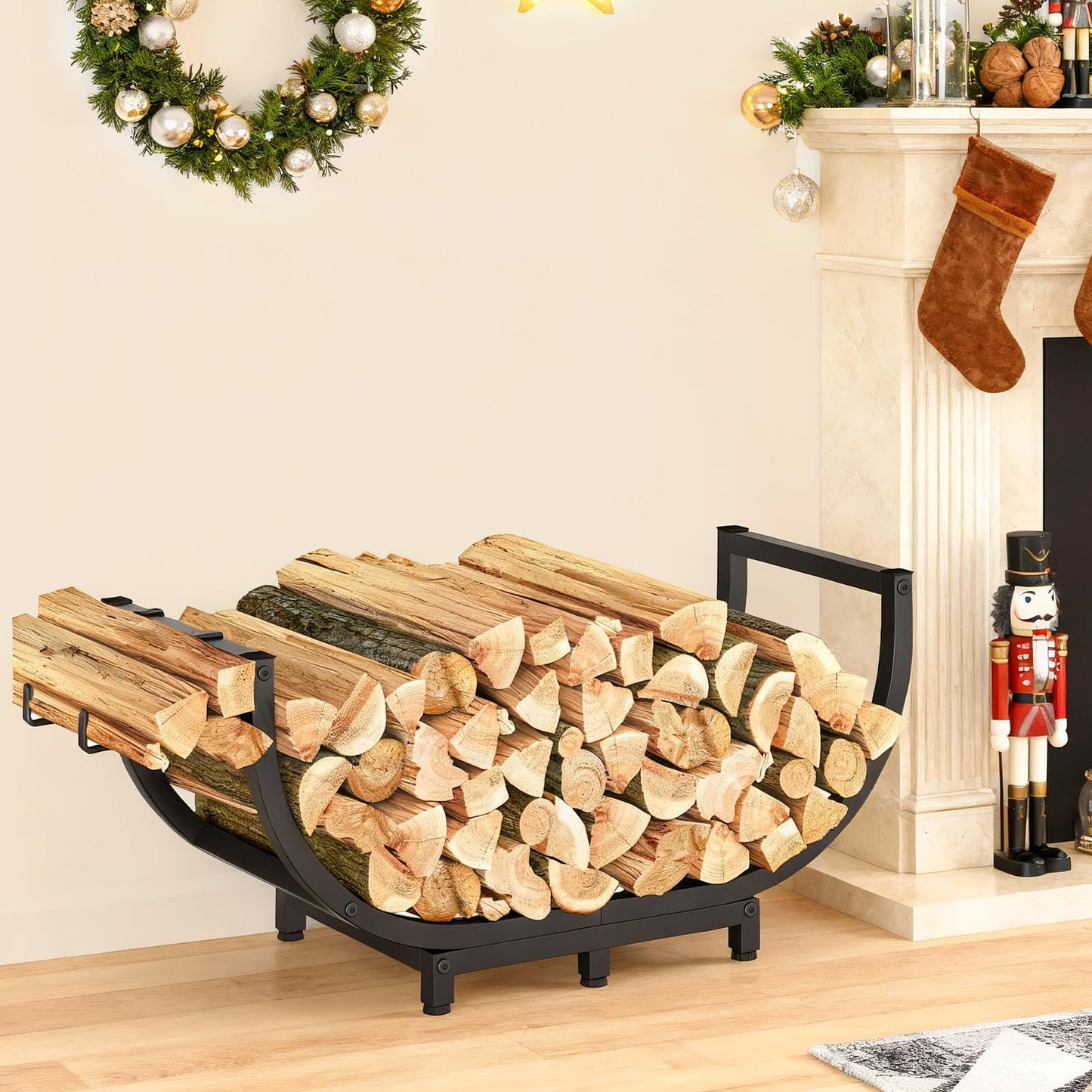 HOOBRO 32.3-inch Firewood Rack for Indoor Outdoor