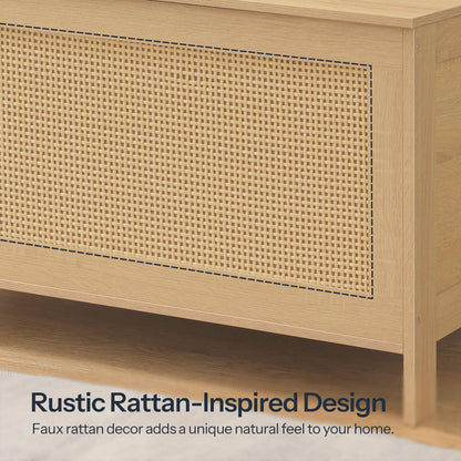 HOOBRO 39.4-inch Rattan Style Storage Bench with Faux Rattan Decoration