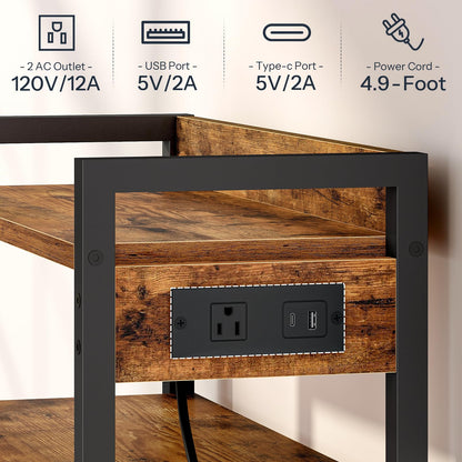 HOOBRO 4-Tier Storage Shelf Printer Stand with Charging Station