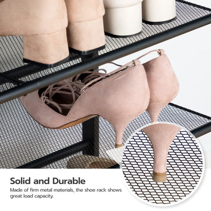 HOOBRO Brown Industrial 4-Tier Shoe Rack with Adjustable Mesh Shelves