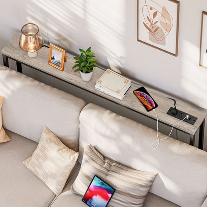 HOOBRO Greige 47.2-inch Narrow Console Table with Power Outlet