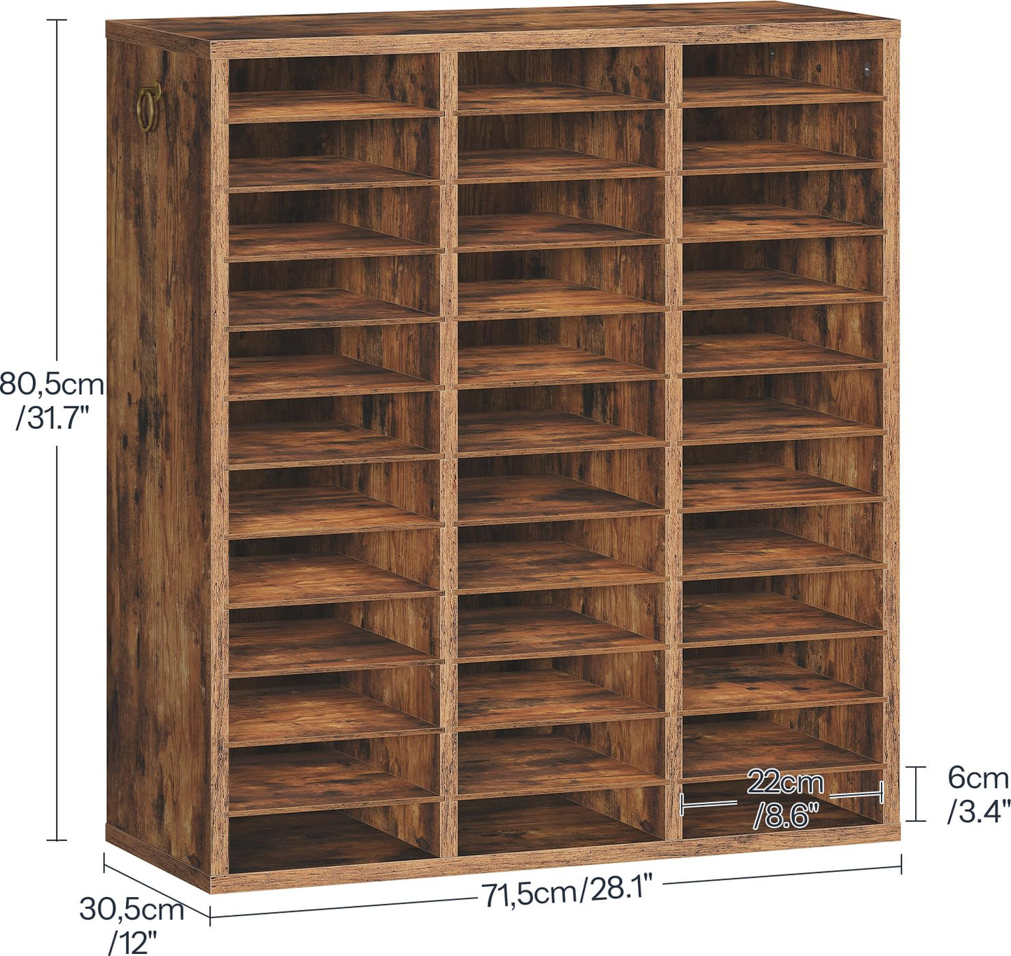 HOOBRO 36-Compartment Wooden Document Organizer with Adjustable Shelves