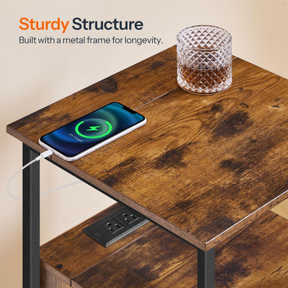 HOOBRO 2-Drawer Nightstands & End Tables with Charging Station / 2PICS