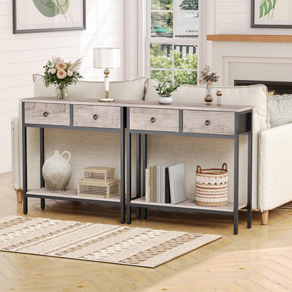 HOOBRO 29.5" Narrow Console Table with 2 Fabric Drawers, Entryway Table