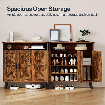 HOOBRO Entryway Wooden Shoe Storage Cabinet with 3 Doors