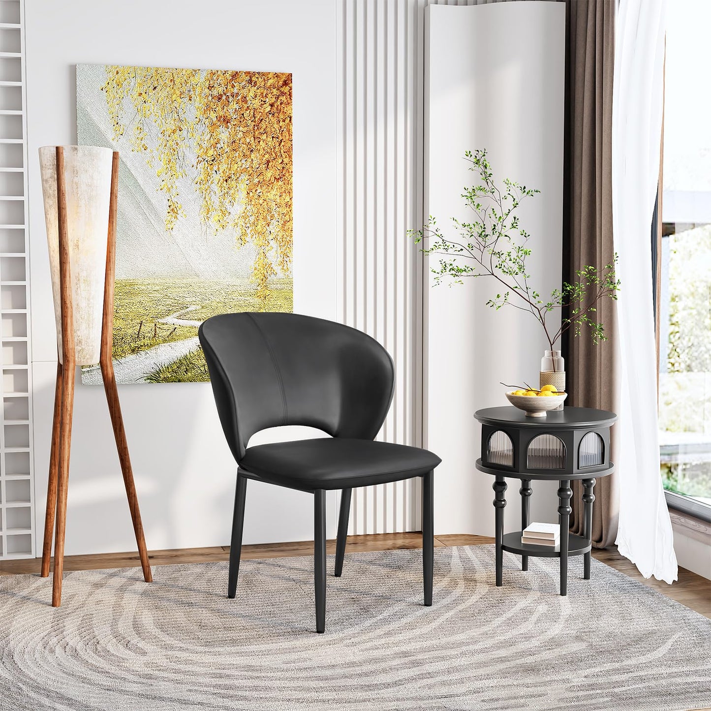 HOOBRO Black Modern Upholstered Dining Chair and Kitchen Chair Set /2PICS