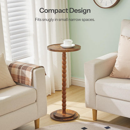 HOOBRO Retro Brown Solid Wood Round Side Table