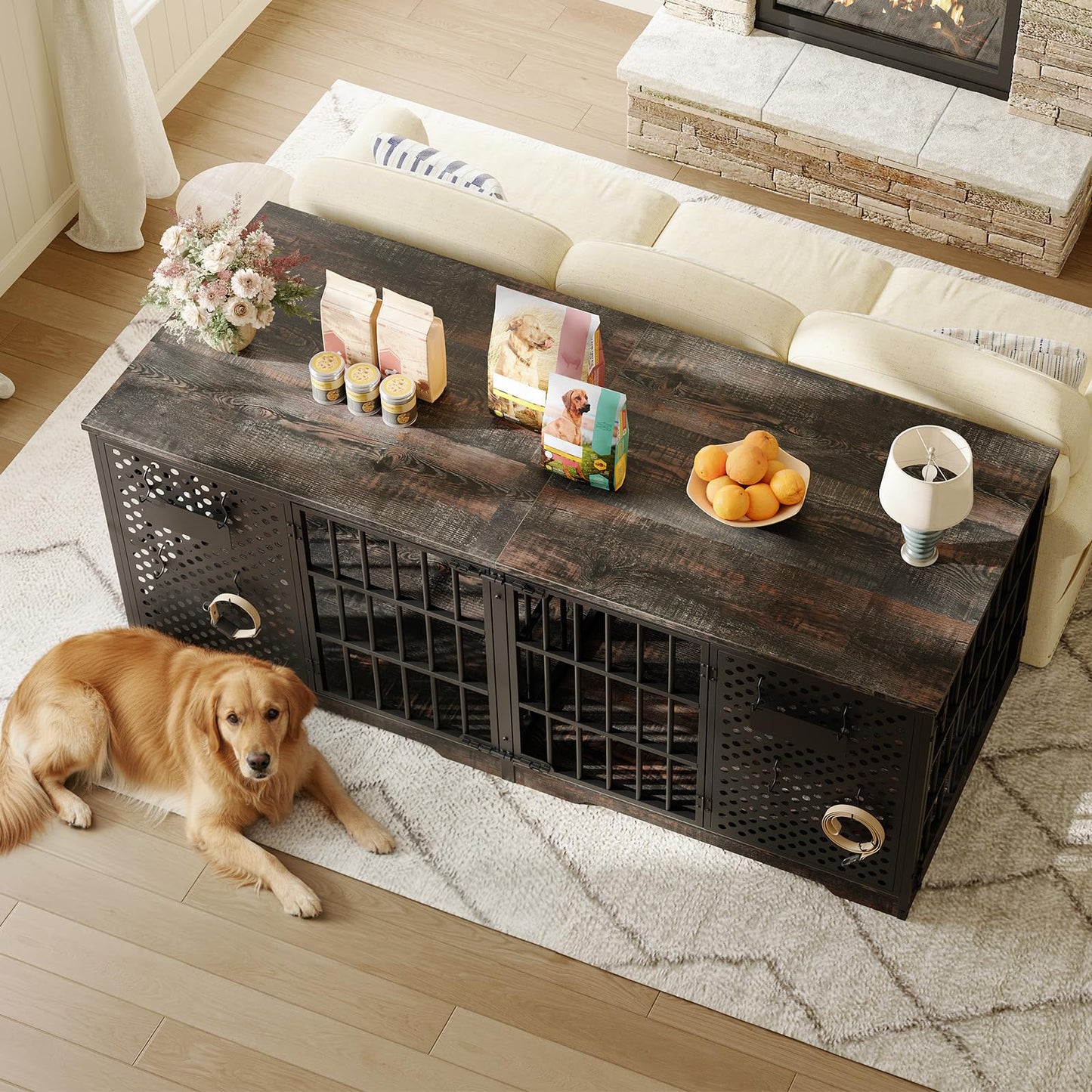 HOOBRO 71 Inch Dog Kennel Furniture Indoor as TV Stand