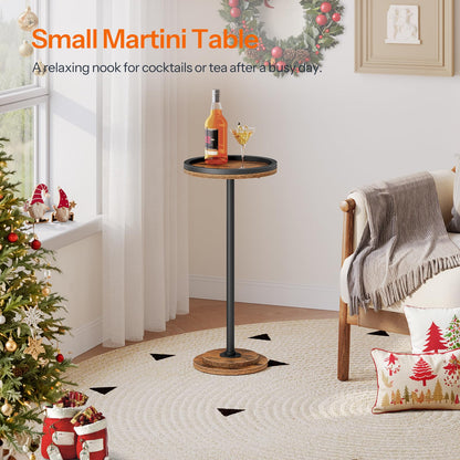 HOOBRO Retro Brown Small Round Coffee Side Table