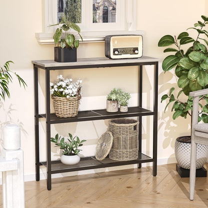 HOOBRO Greige 29.5-inch Three-Tier Narrow Entryway Table