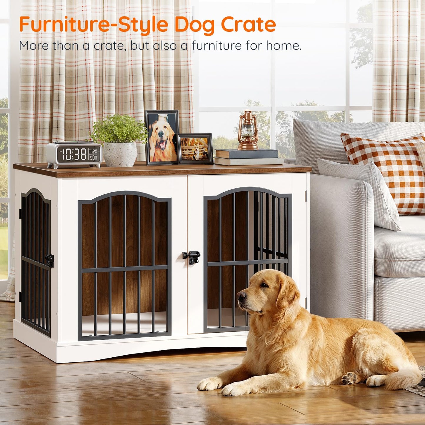 HOOBRO 39.4 inch Dog Crate Furniture with 3 Doors