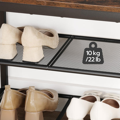 HOOBRO 3-Tier Industrial Shoe Rack with Mesh Shelves