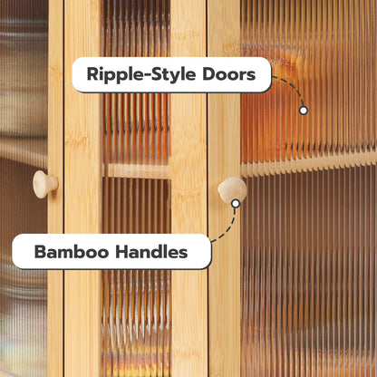 HOOBRO Large Capacity Bamboo Kitchen Countertop Corner Bread Box with Double-Layer Corrugated Acrylic Door