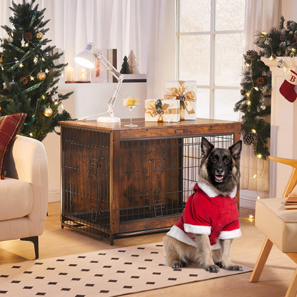 HOOBRO 38.6-inch Indoor Wooden Dog Crate Furniture with Double Doors