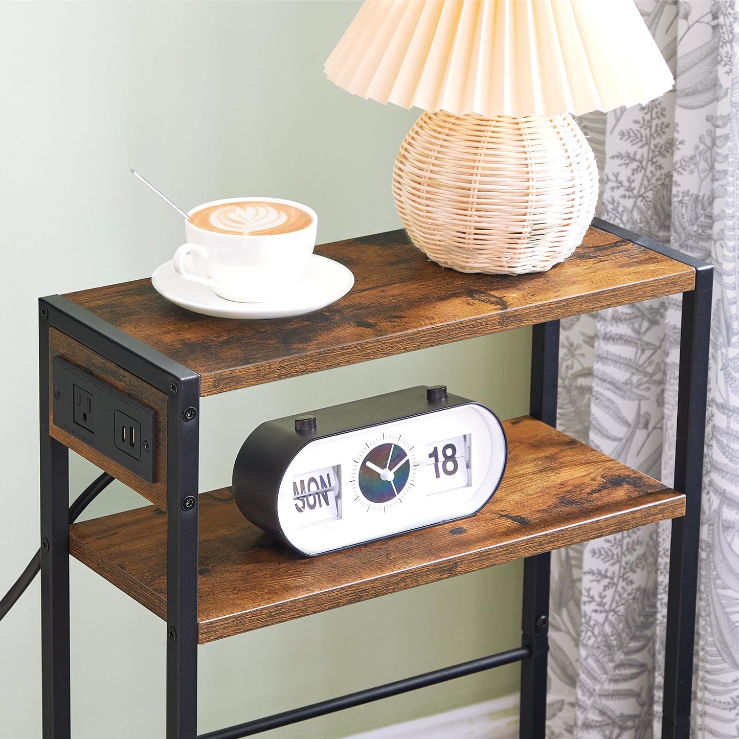 HOOBRO Narrow Side Tables with Charging Station / 2PICS