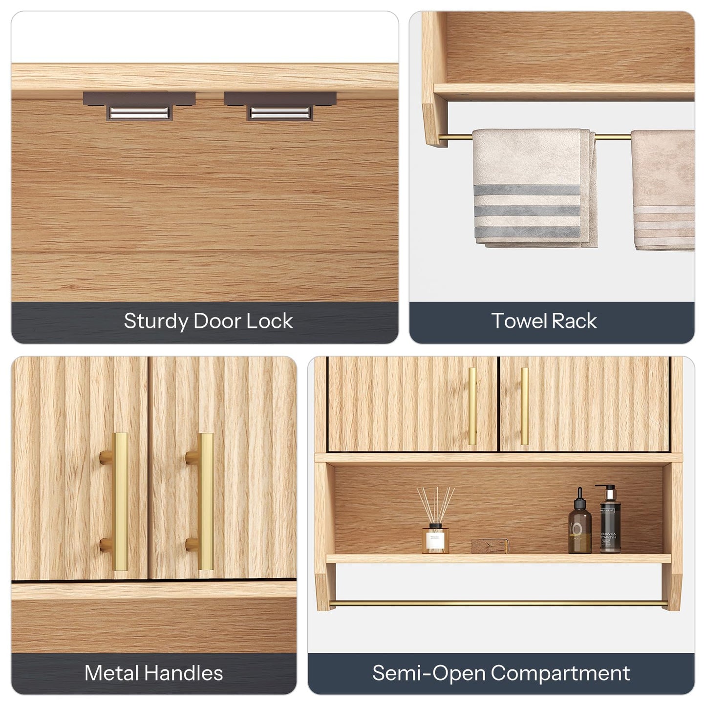 HOOBRO Farmhouse Fluted Bathroom Wall Cabinet & Medicine Cabinet