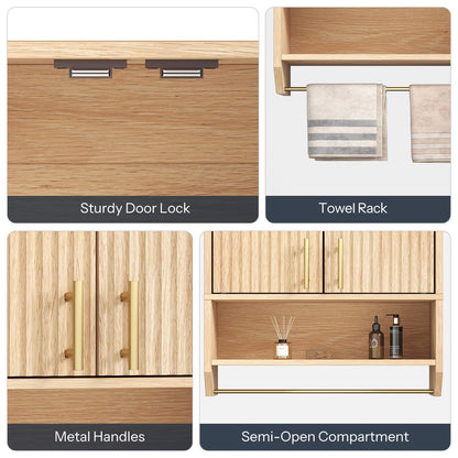 HOOBRO Farmhouse Fluted Bathroom Wall Cabinet & Medicine Cabinet