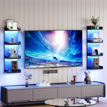 HOOBRO 4-Tier Floating Wall Shelves with LED Lights