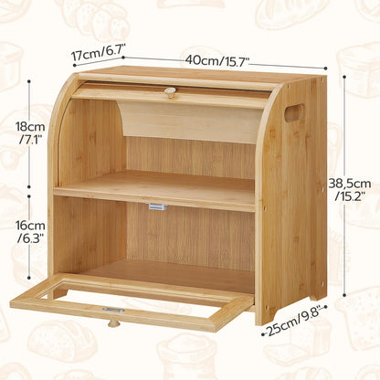 HOOBRO Bamboo Bread Box for Kitchen Countertop