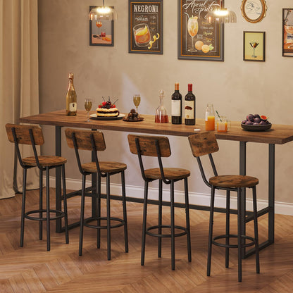 HOOBRO Retro Brown 25.2-inch Round Bar Stools with Backrest / 2PICS