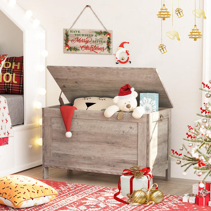 HOOBRO Greige Vintage Wood Grain Storage Cabinet with Safety Hinges