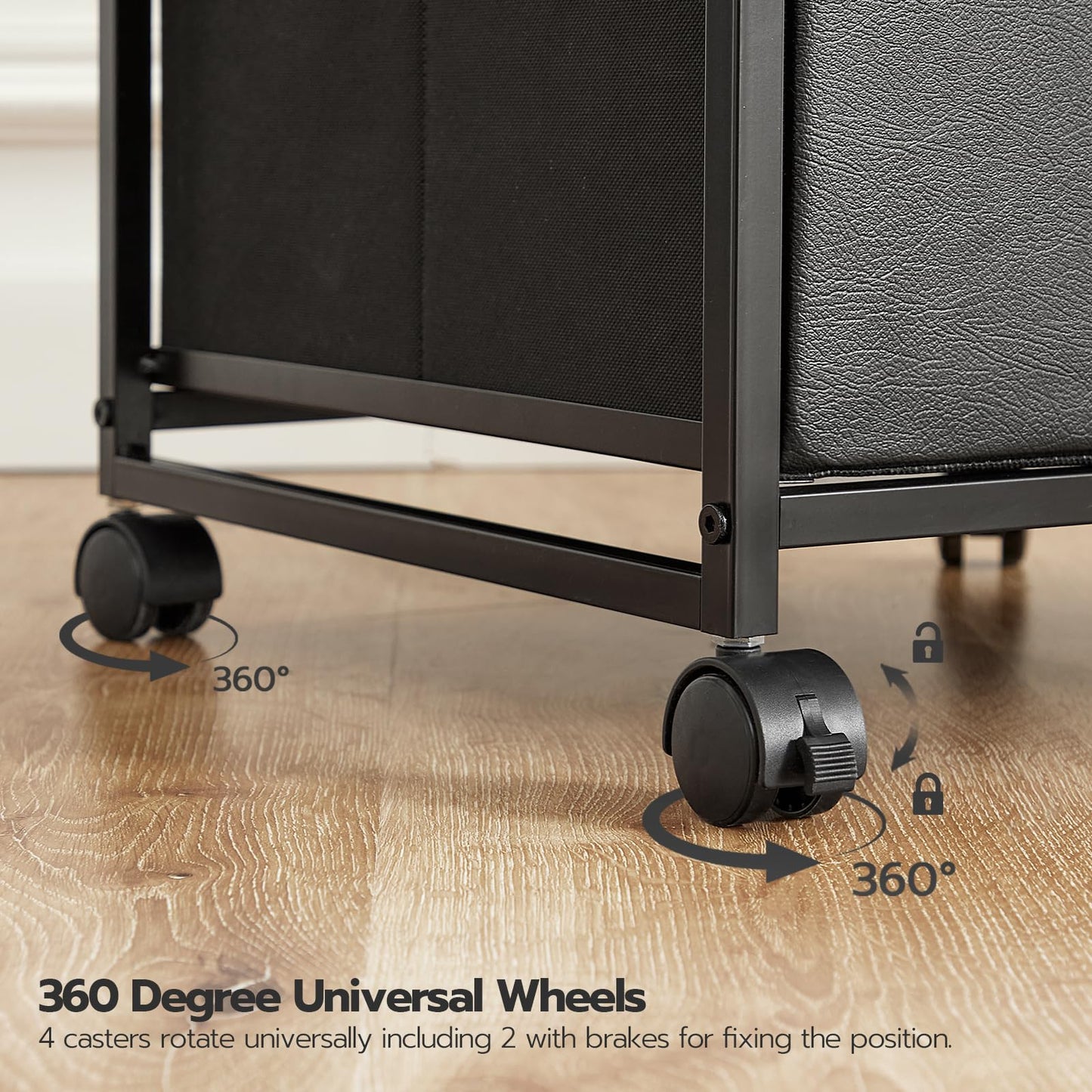 HOOBRO Retro Brown Vertical A4/Letter Size Three-Drawer Mobile Filing Cabinet with Casters & Printer Stand