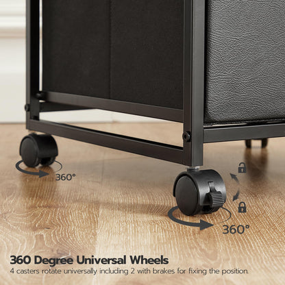 HOOBRO Retro Brown Vertical A4/Letter Size Three-Drawer Mobile Filing Cabinet with Casters & Printer Stand