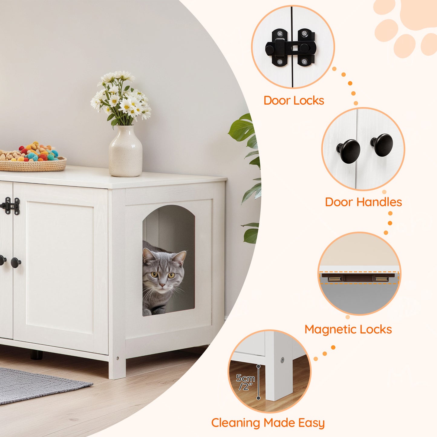 HOOBRO Cat Litter Box Enclosure with Removable Divider