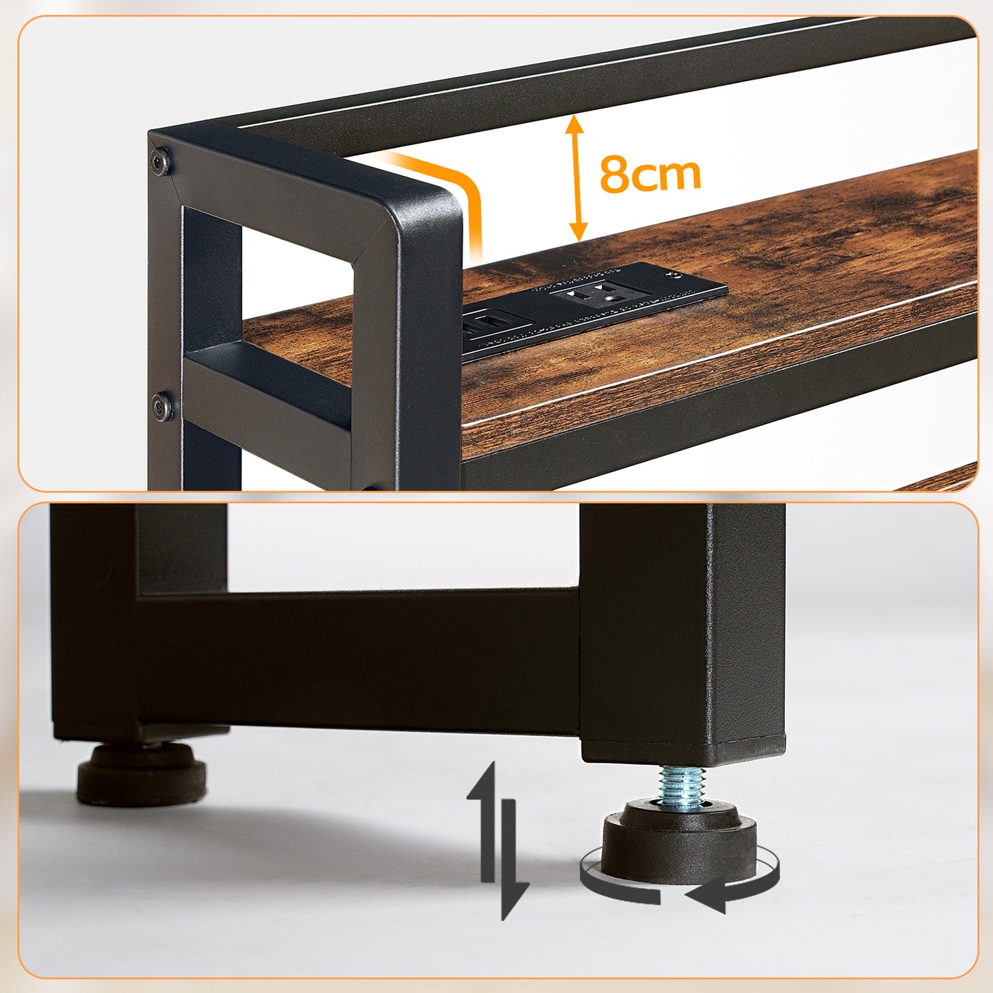 HOOBRO Height-Adjustable Queen Size Headboard with 2 Power Outlets & 4 USB Ports