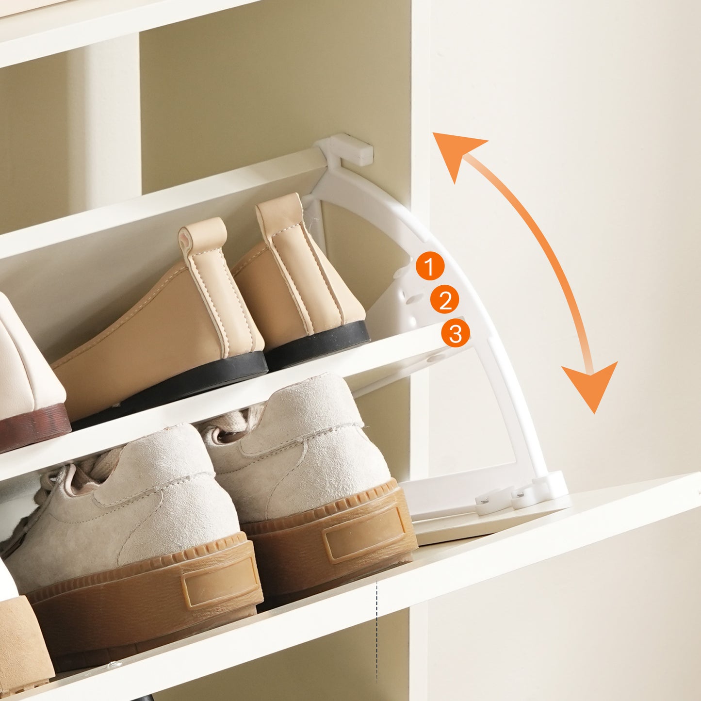 HOOBRO 31.5-inch L Farmhouse Shoe Storage Cabinet with 2 Flip Drawers