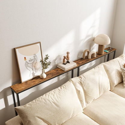 HOOBRO Retro Brown 78.7-inch Narrow Console Table with Charging Station & 2 Power Outlets & USB Port