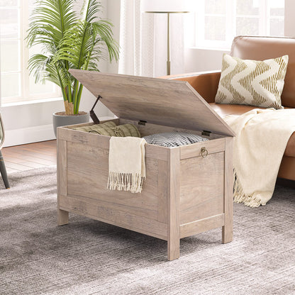 HOOBRO Greige Vintage Wood Grain Storage Cabinet with Safety Hinges