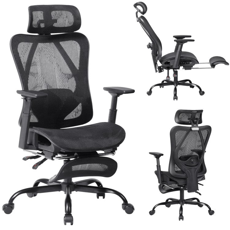 HOOBRO Ergonomic Office Chair, All-Mesh Computer Desk, High Back Home Chairs, Tilt Lock, Desk Chair with Adjustable Headrest, Task Chair for Home Office, Study