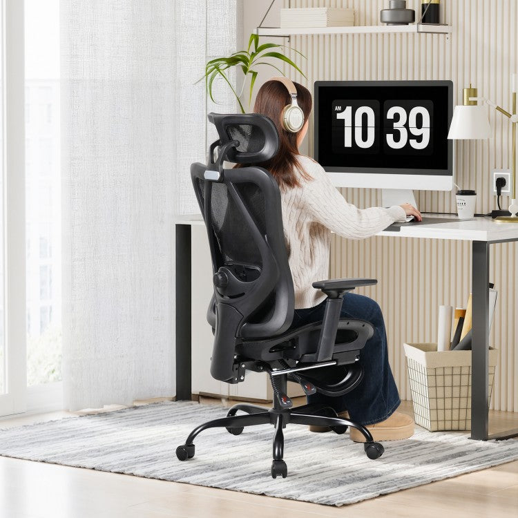 HOOBRO Ergonomic Office Chair, All-Mesh Computer Desk, High Back Home Chairs, Tilt Lock, Desk Chair with Adjustable Headrest, Task Chair for Home Office, Study