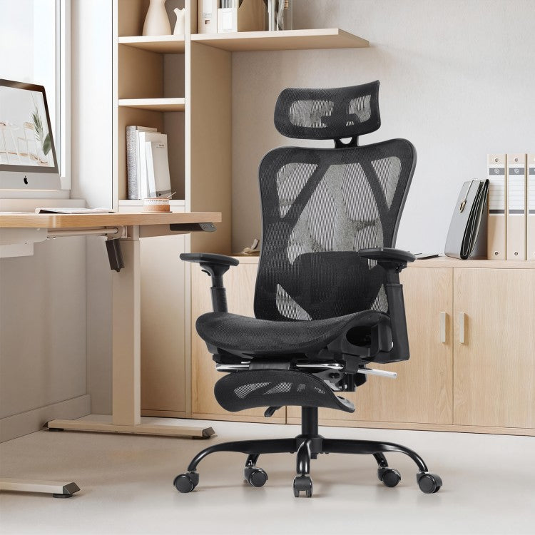 HOOBRO Ergonomic Office Chair, All-Mesh Computer Desk, High Back Home Chairs, Tilt Lock, Desk Chair with Adjustable Headrest, Task Chair for Home Office, Study
