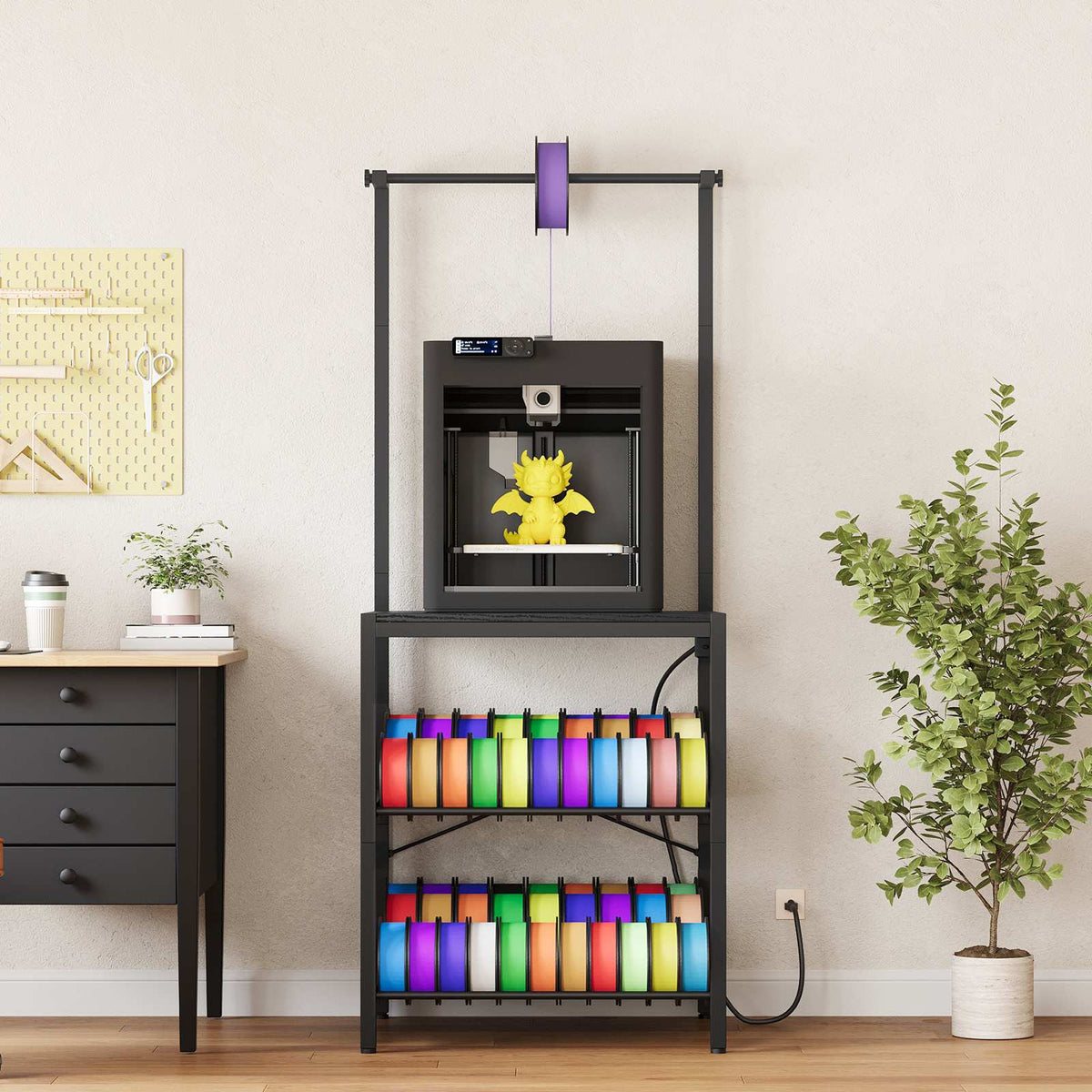 HOOBRO 3D Printer Stand with Spool Holder and 2-Tier Filament Storage Rack