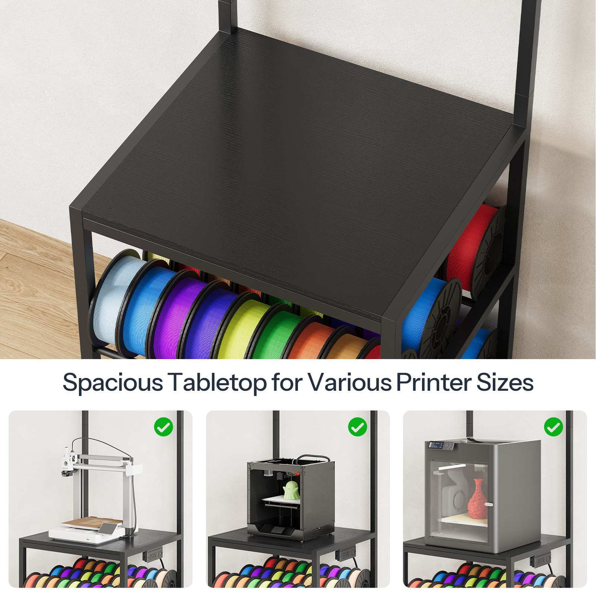 HOOBRO 3D Printer Stand with Spool Holder and 2-Tier Filament Storage Rack