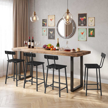 HOOBRO Modern Black Bar Stools Set of 2, Counter Height Chairs with Backrest