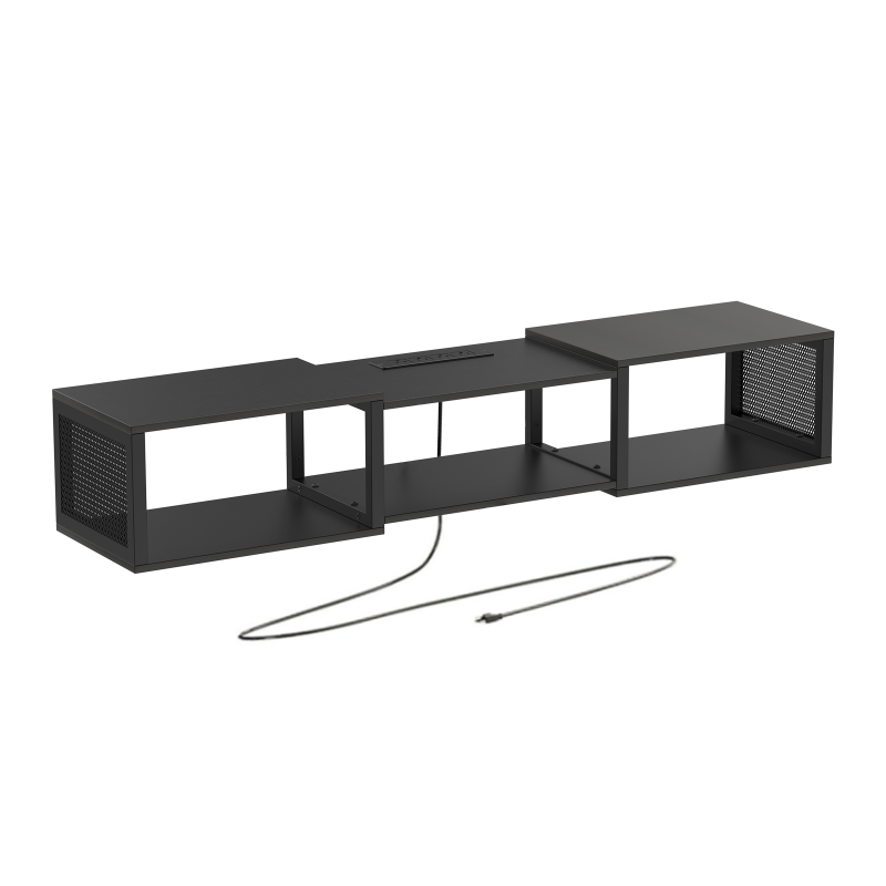 HOOBRO Floating TV Stand Wall Mounted with Power Outlet, Floating Entertainment Center for 55 inch TVs, Wall Mounted Entertainment Shelf with Storage, for Living Room, Bedroom