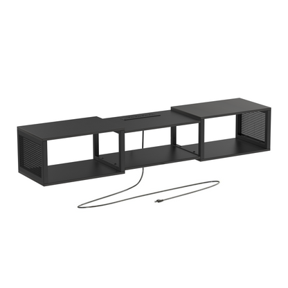HOOBRO Floating TV Stand Wall Mounted with Power Outlet, Floating Entertainment Center for 55 inch TVs, Wall Mounted Entertainment Shelf with Storage, for Living Room, Bedroom
