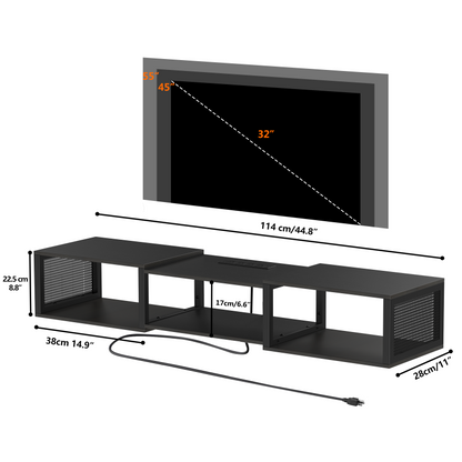 HOOBRO Floating TV Stand Wall Mounted with Power Outlet, Floating Entertainment Center for 55 inch TVs, Wall Mounted Entertainment Shelf with Storage, for Living Room, Bedroom