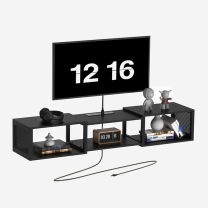 HOOBRO Floating TV Stand Wall Mounted with Power Outlet, Floating Entertainment Center for 55 inch TVs, Wall Mounted Entertainment Shelf with Storage, for Living Room, Bedroom