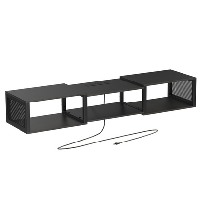 HOOBRO Floating TV Stand Wall Mounted with Power Outlet, Floating Entertainment Center for 65 inch TVs, Wall Mounted Entertainment Shelf with Storage, for Living Room, Bedroom