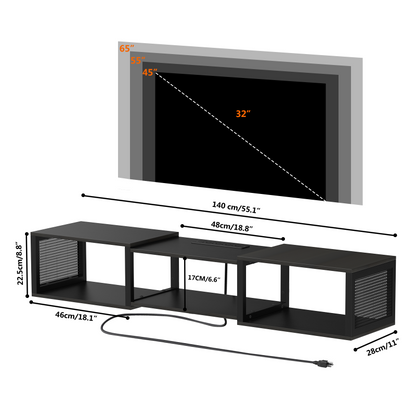 HOOBRO Floating TV Stand Wall Mounted with Power Outlet, Floating Entertainment Center for 65 inch TVs, Wall Mounted Entertainment Shelf with Storage, for Living Room, Bedroom