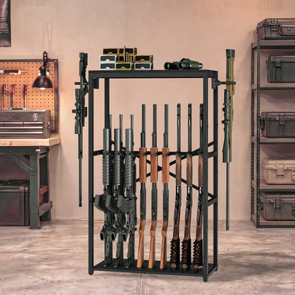 HOOBRO Heavy Duty Metal Rifle Rack Free Standing Shotgun Storage Display Stand