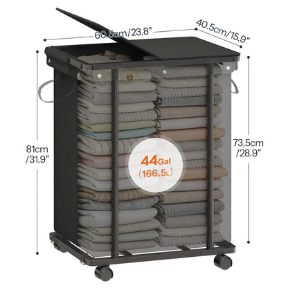 HOOBRO Rolling Laundry Hamper with Lid and Heavy Duty Storage Basket